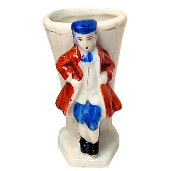 1940s Vintage Hand Painted Porcelain Dancing Vases Men Made in Occupied Japan - Picture 3 of 11